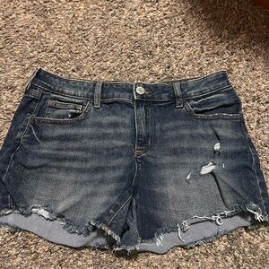 SO Women's Dark Wash Distressed Denim Cutoff Shorts